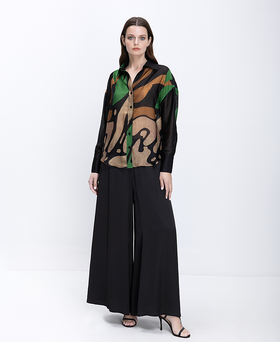 Anonyme Γυναικείο Πουκάμισο Με Abstract Σχέδιο Και Κλασικό Γιακά φωτογραφία