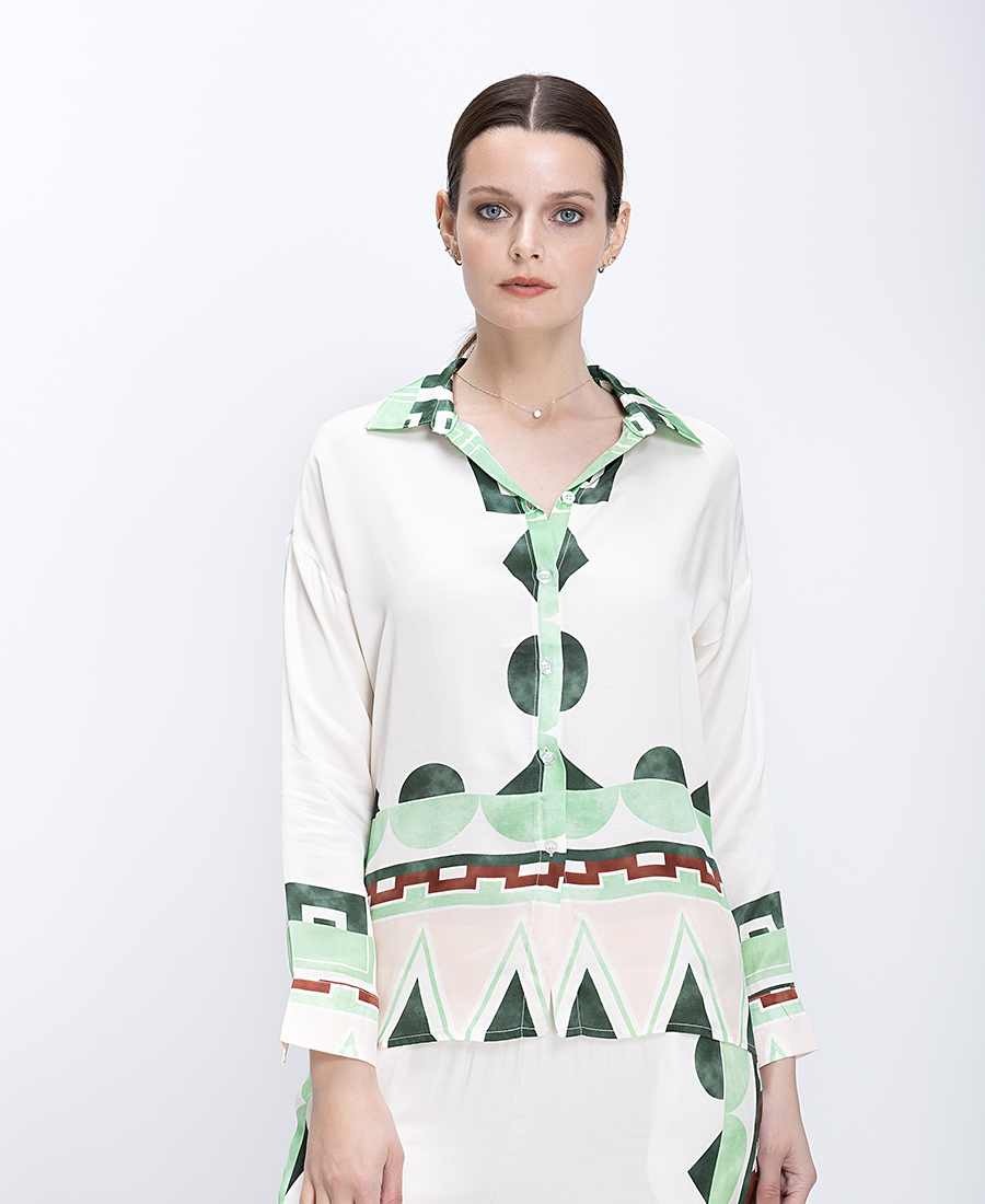 Anonyme Anonyme Γυναικείο Πουκάμισο Με Γεωμετρικό Print Και Γιακά