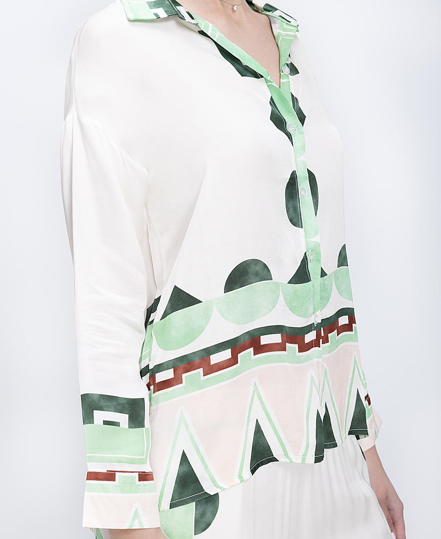 Anonyme Γυναικείο Πουκάμισο Με Γεωμετρικό Print Και Γιακά φωτογραφία
