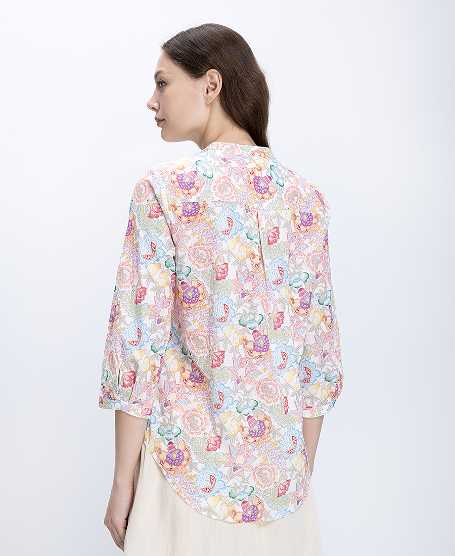 Γυναικείο Βαμβακερό Πουκάμισο Regular Fit Με Floral Print φωτογραφία