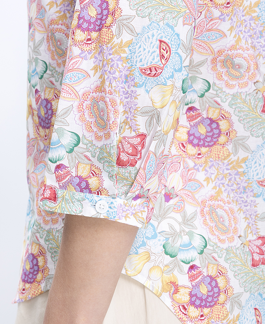 Γυναικείο Βαμβακερό Πουκάμισο Regular Fit Με Floral Print φωτογραφία