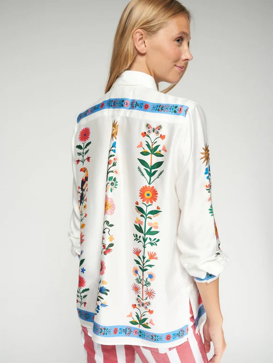 Vilagallo Γυναικείο Πουκάμισο Floral Stripes Long Sleeve Regular Fit φωτογραφία
