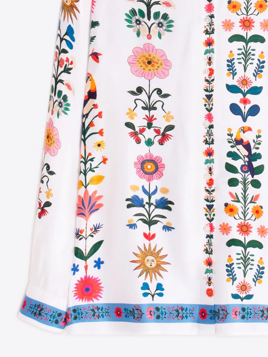 Vilagallo Γυναικείο Πουκάμισο Floral Stripes Long Sleeve Regular Fit φωτογραφία