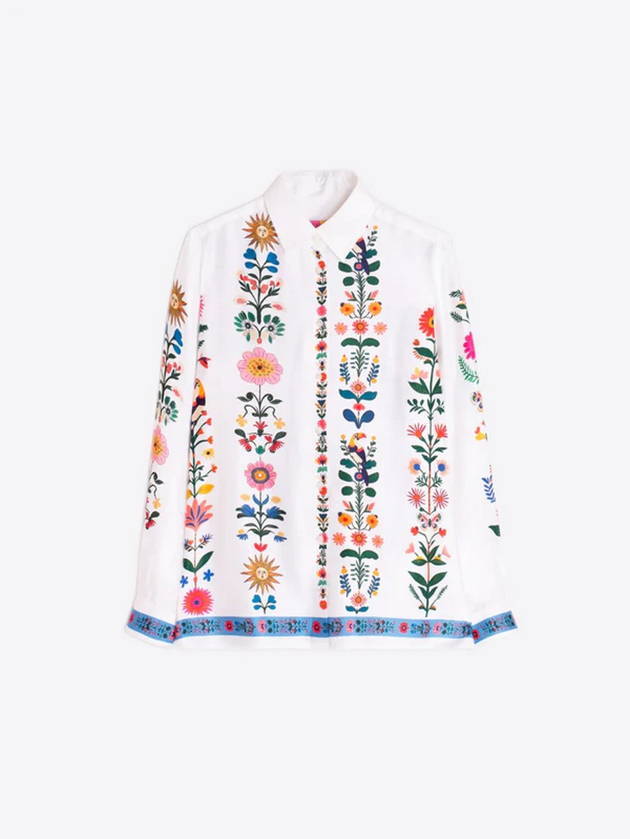 Vilagallo Γυναικείο Πουκάμισο Floral Stripes Long Sleeve Regular Fit φωτογραφία