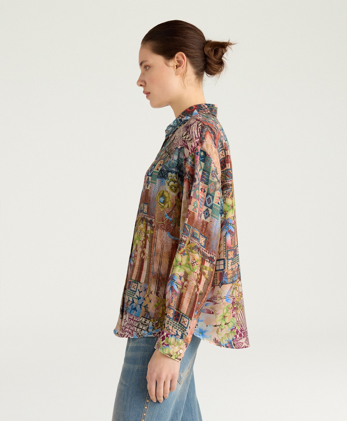 Momoni Γυναικείο Πουκάμισο Colinas Με Patchwork Σε Γήινες Αποχρώσεις φωτογραφία