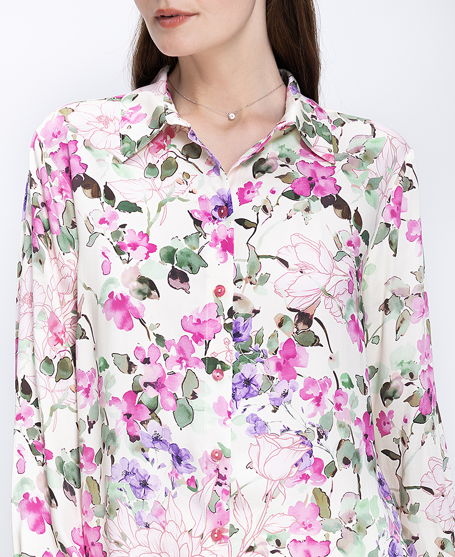 Laura Donini Γυναικείο Πουκάμισο Κανονική Γραμμή Με Floral Print - 4