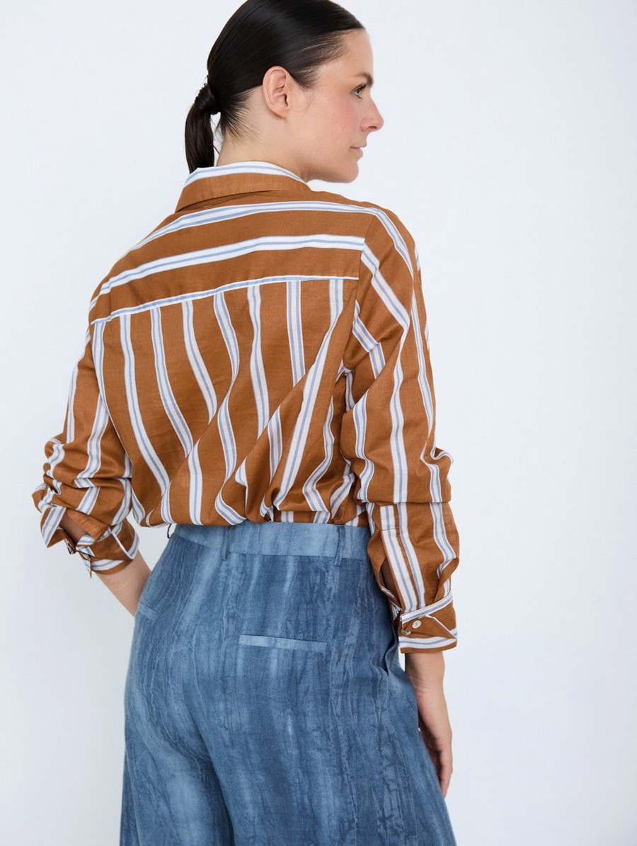Skatie Γυναικείο Πουκάμισο Relaxed Fit Με Ριγέ Σχέδιο Και Κλασικό Γιακά φωτογραφία