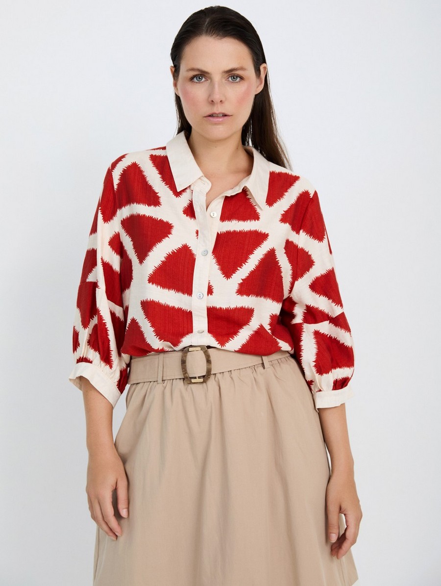 Skatie Γυναικείο Πουκάμισο Relaxed Fit Με Γεωμετρικό Print Και Contrast Λεπτομέρειες φωτογραφία