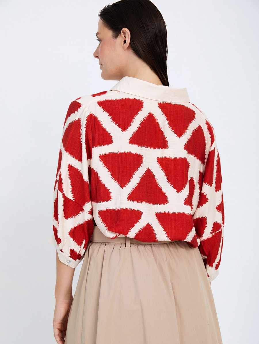 Skatie Γυναικείο Πουκάμισο Relaxed Fit Με Γεωμετρικό Print Και Contrast Λεπτομέρειες φωτογραφία