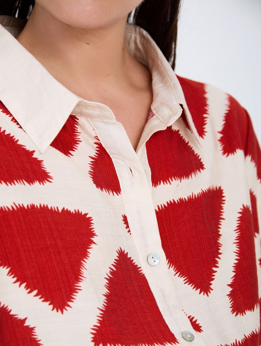 Skatie Γυναικείο Πουκάμισο Relaxed Fit Με Γεωμετρικό Print Και Contrast Λεπτομέρειες φωτογραφία