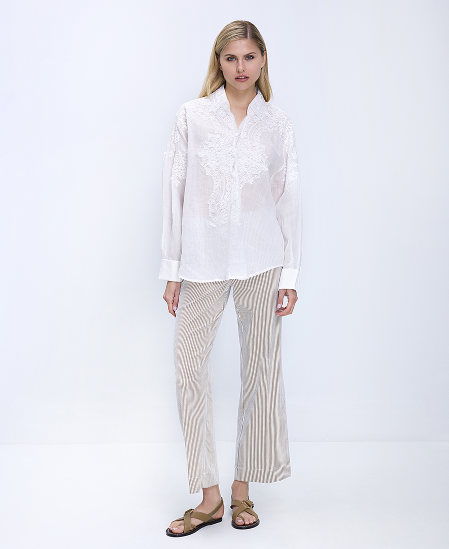 Paper Lace Γυναικείο Πουκάμισο Regular Fit Με Κέντημα Και Ρομαντικό Σχέδιο φωτογραφία