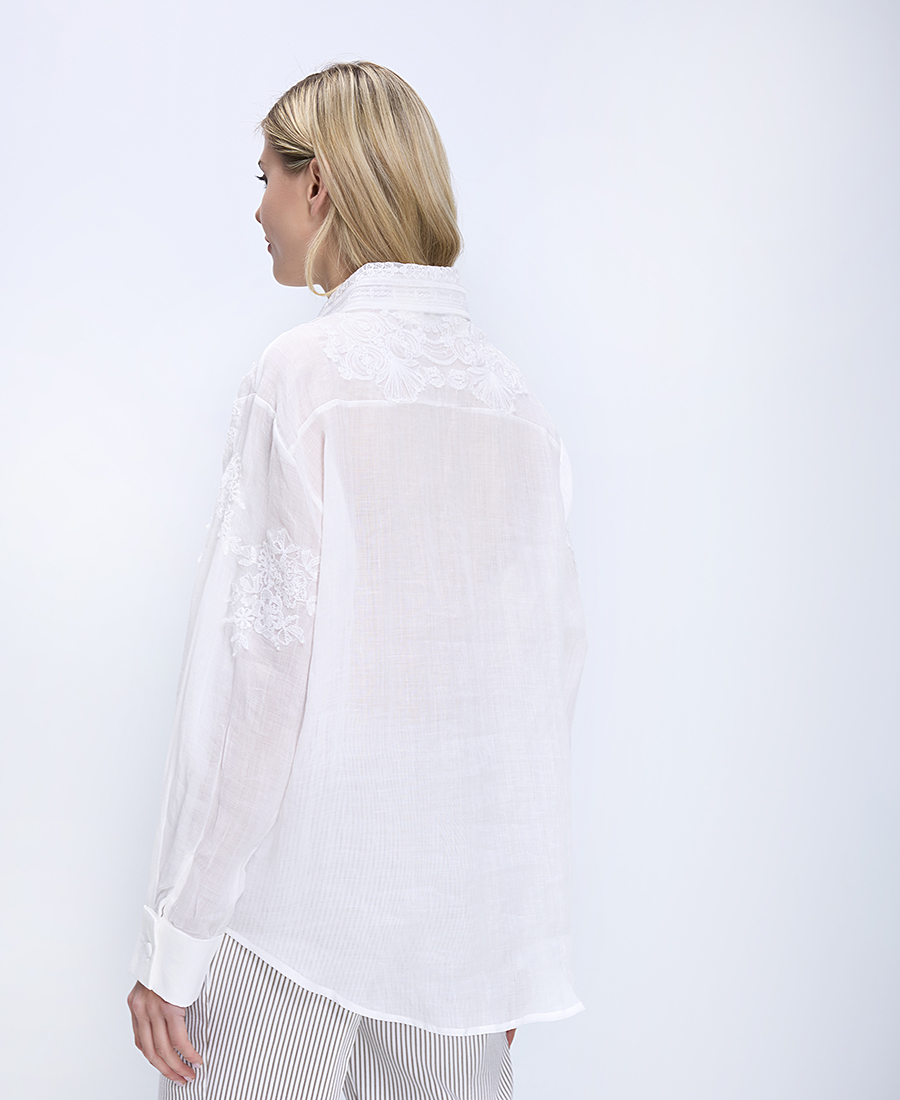 Paper Lace Γυναικείο Πουκάμισο Regular Fit Με Κέντημα Και Ρομαντικό Σχέδιο φωτογραφία