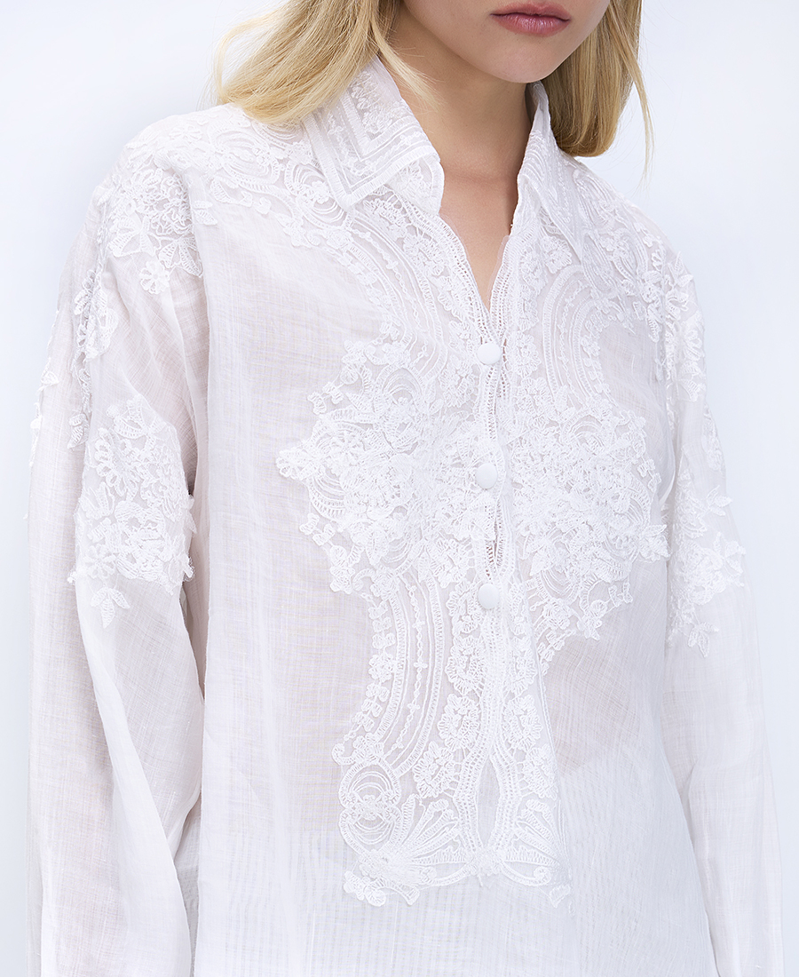 Paper Lace Γυναικείο Πουκάμισο Regular Fit Με Κέντημα Και Ρομαντικό Σχέδιο φωτογραφία