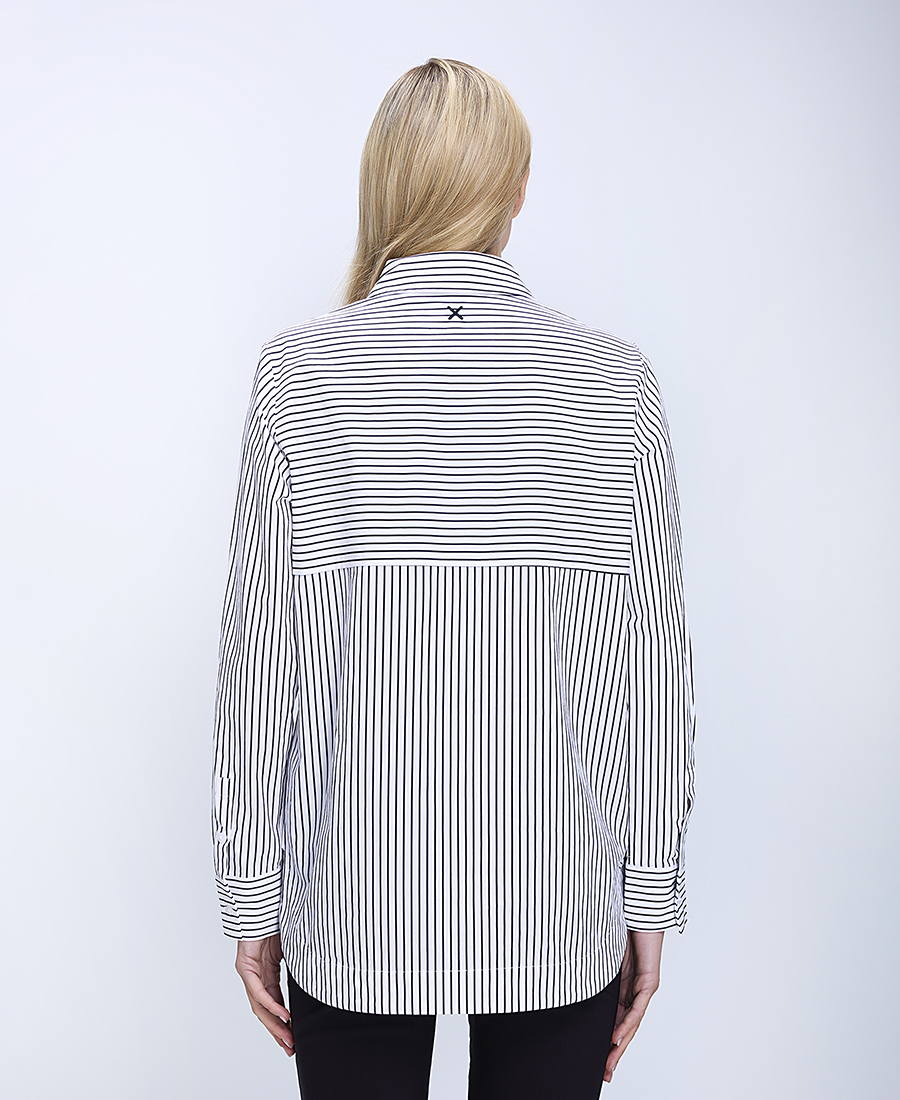 Γυναικείο Πουκάμισο Με Ριγέ Μοτίβο Και Patch Τσέπη φωτογραφία
