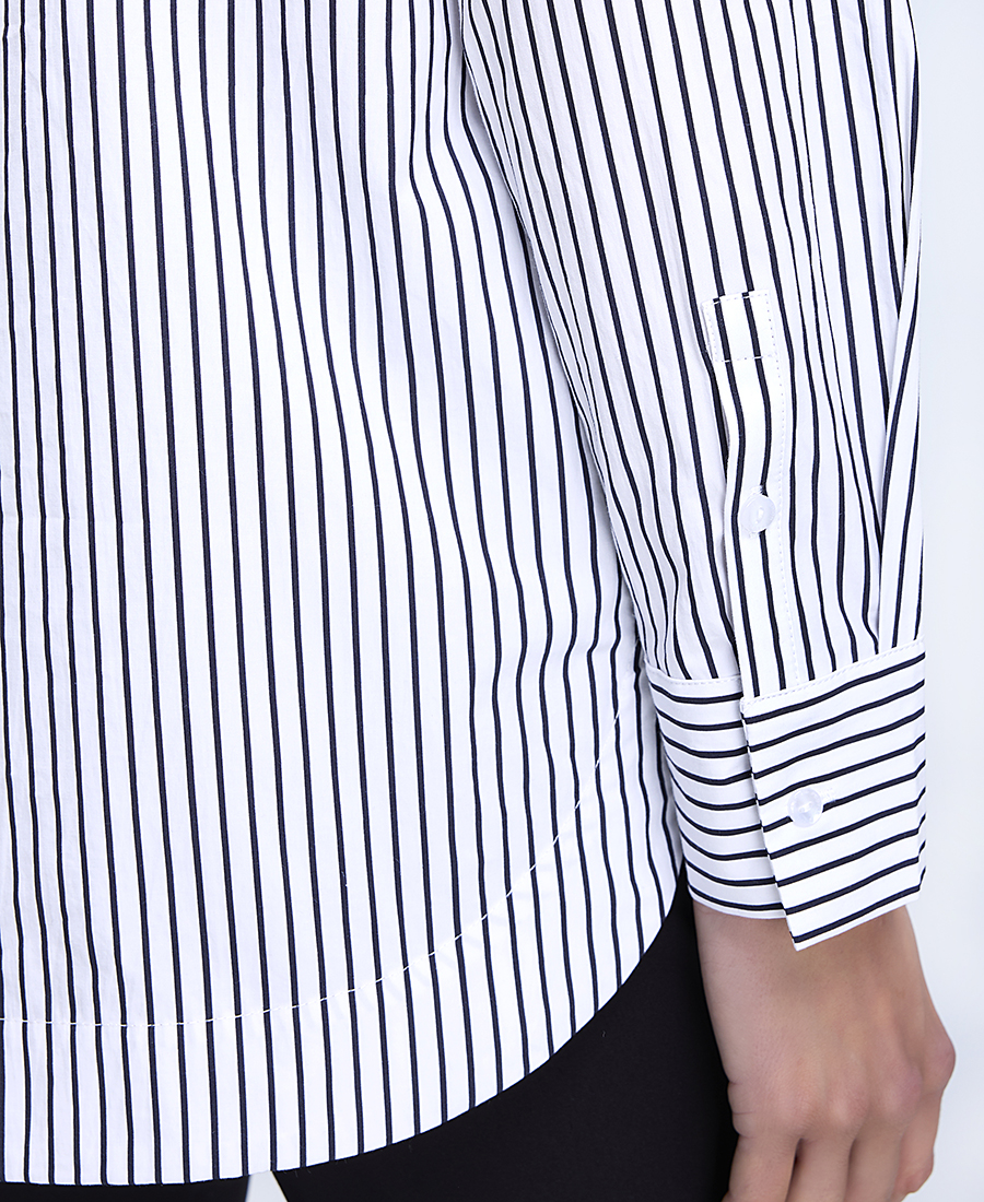 Γυναικείο Πουκάμισο Με Ριγέ Μοτίβο Και Patch Τσέπη φωτογραφία