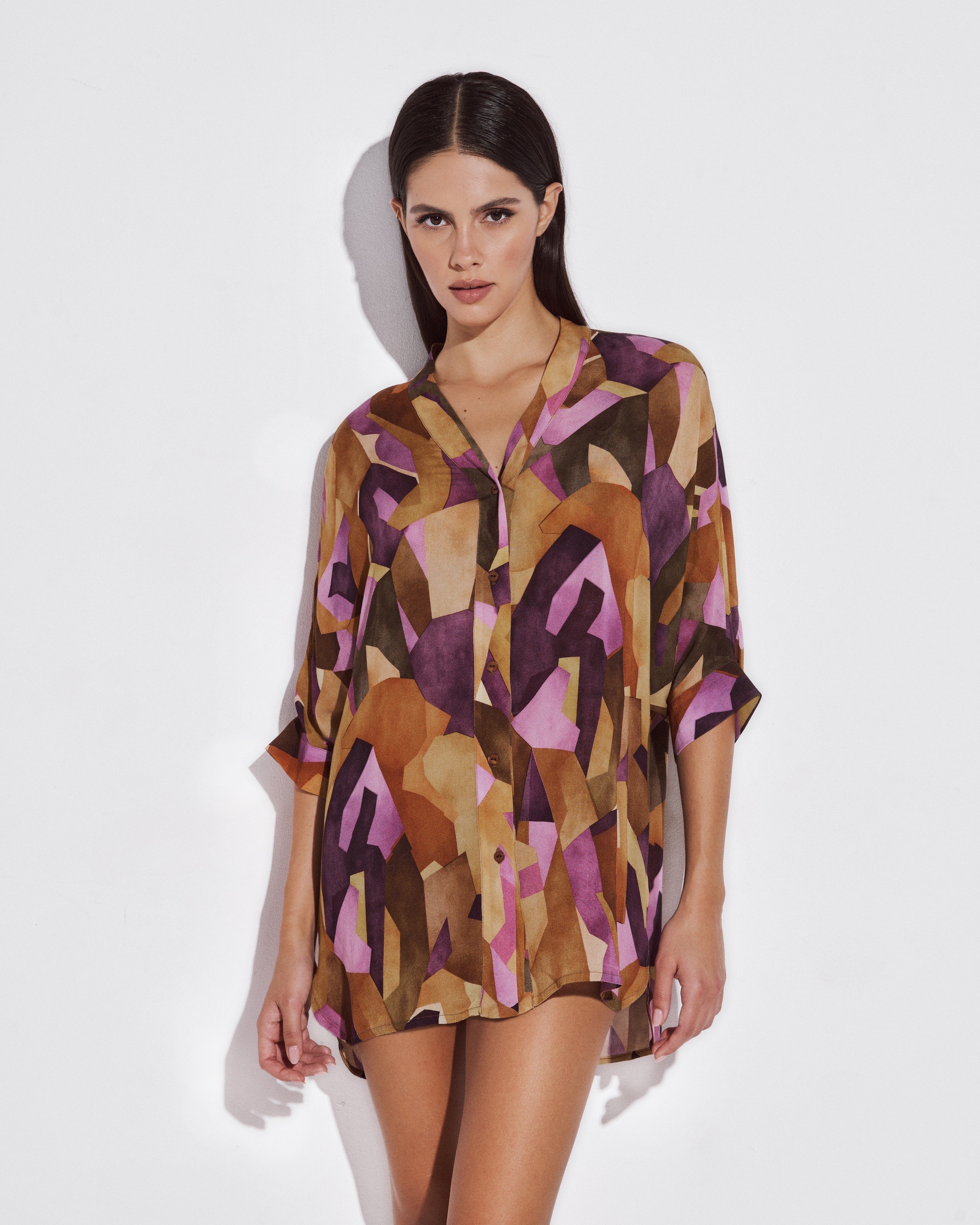 Lida Γυναικεία Πουκαμίσα Με Γεωμετρικό Print Loose Fit