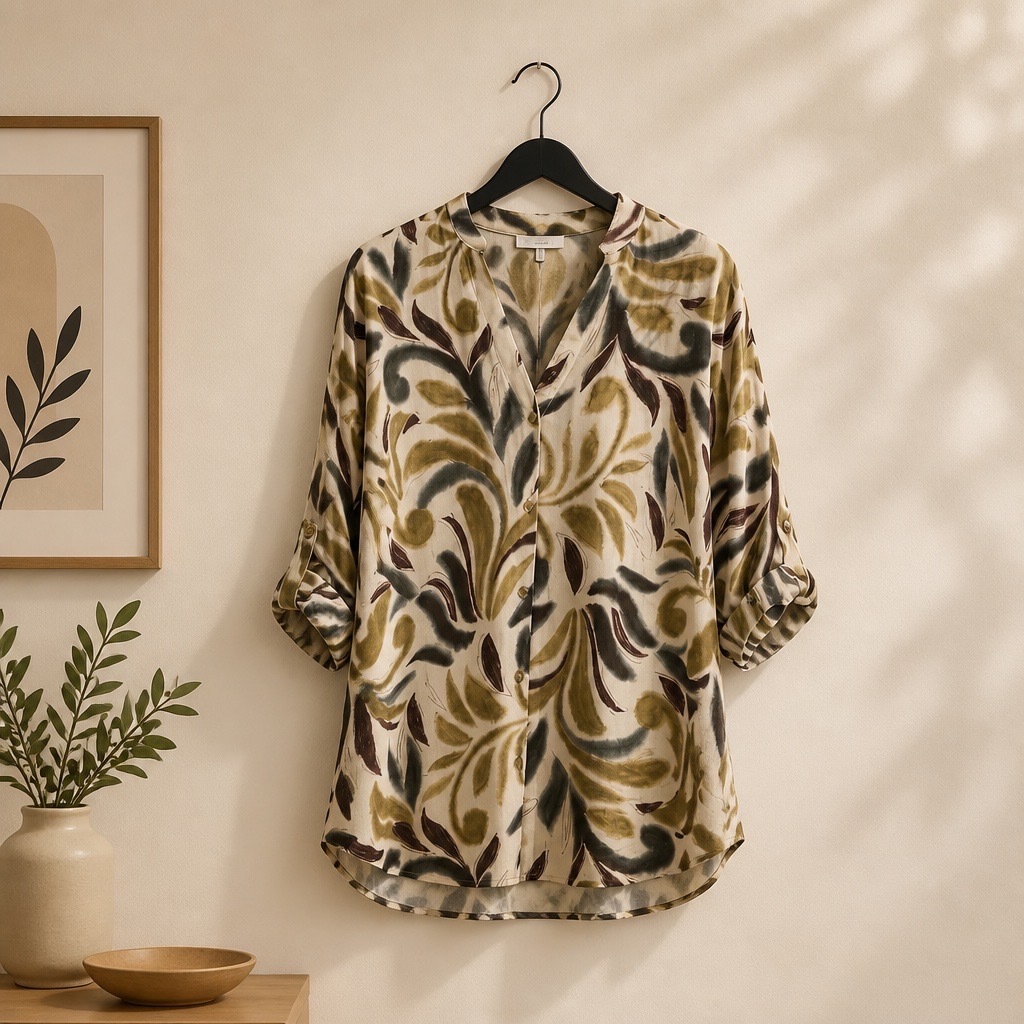 Lida Γυναικεία Πουκαμίσα Με Botanical Σχέδιο Loose Fit