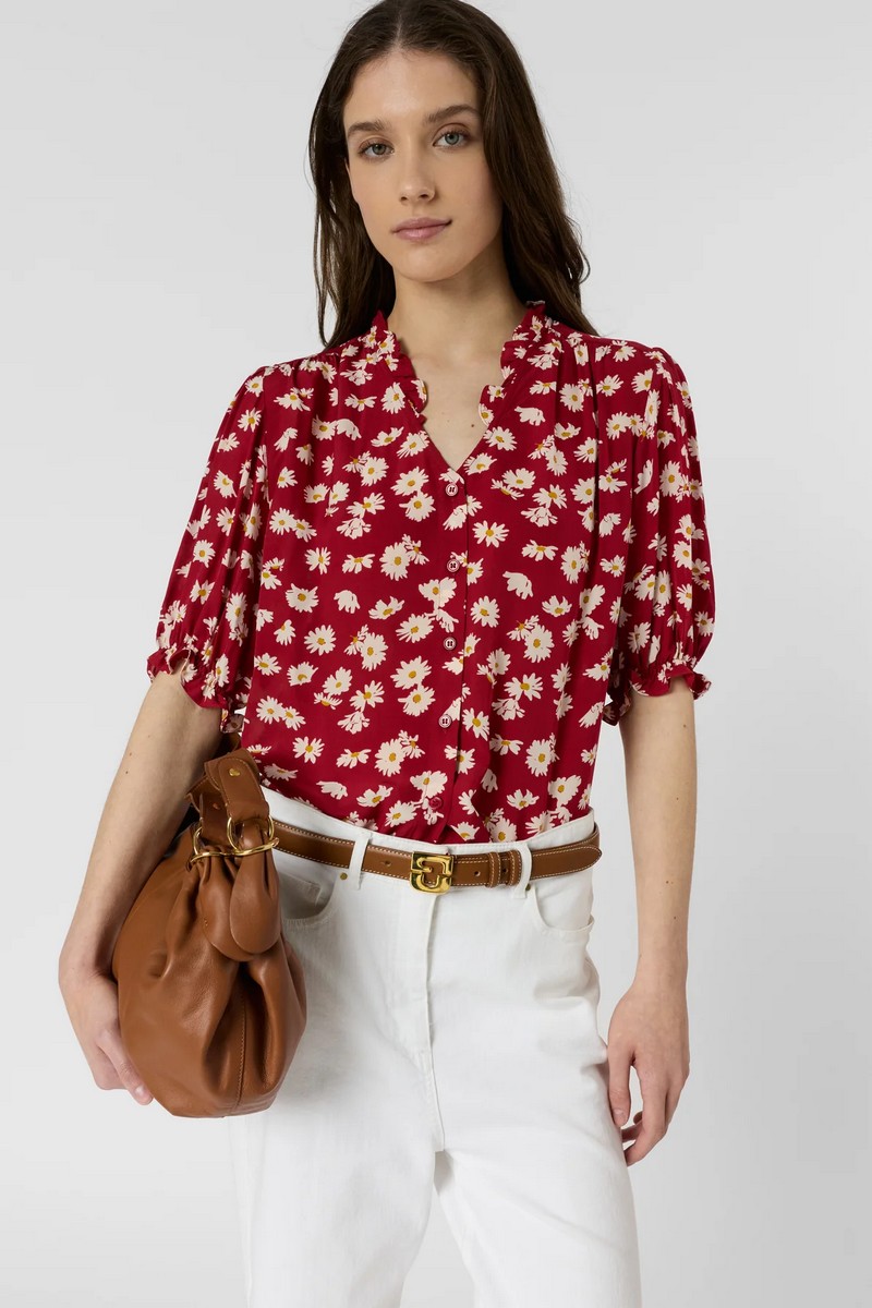 Gerard Darel Γυναικεία Πουκαμίσα Floral Regular Fit Με Βολάν Γιακά