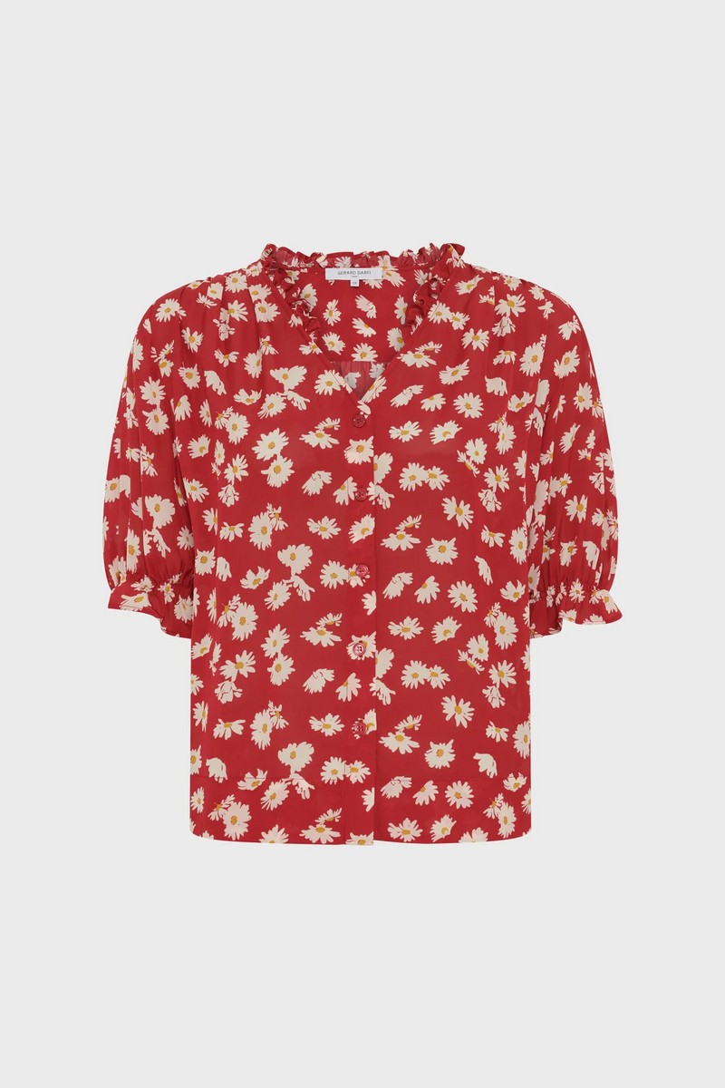 Gerard Darel Γυναικεία Πουκαμίσα Floral Regular Fit Με Βολάν Γιακά φωτογραφία