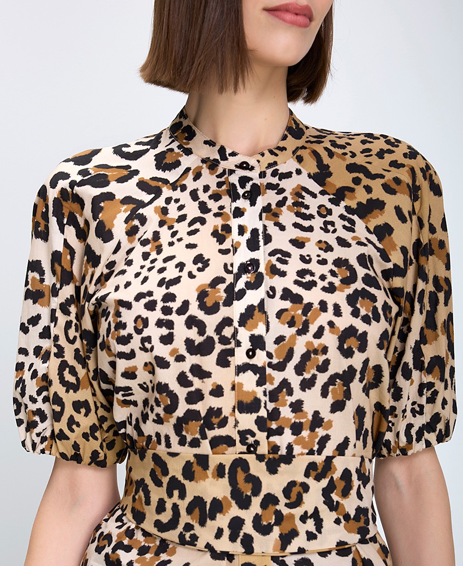 Caractere Γυναικείο Πουκάμισο Regular Fit Βαμβακερό Με Animal Print Και Balloon Μανίκια φωτογραφία