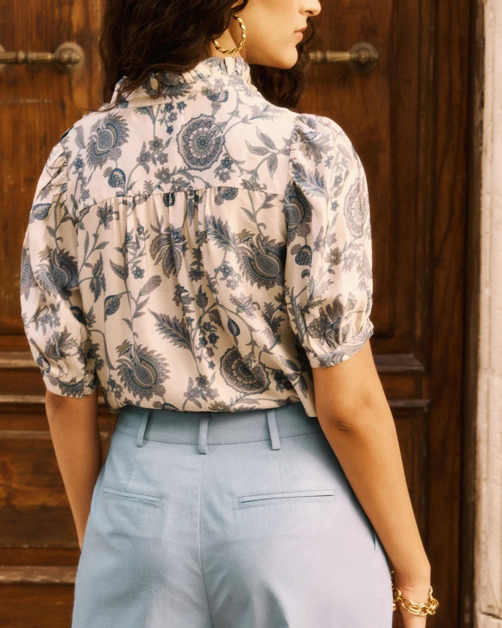 Petite Mendigote Γυναικείο Πουκάμισο Με Floral Μοτίβο Και Όρθιο Γιακά Με Βολάν φωτογραφία