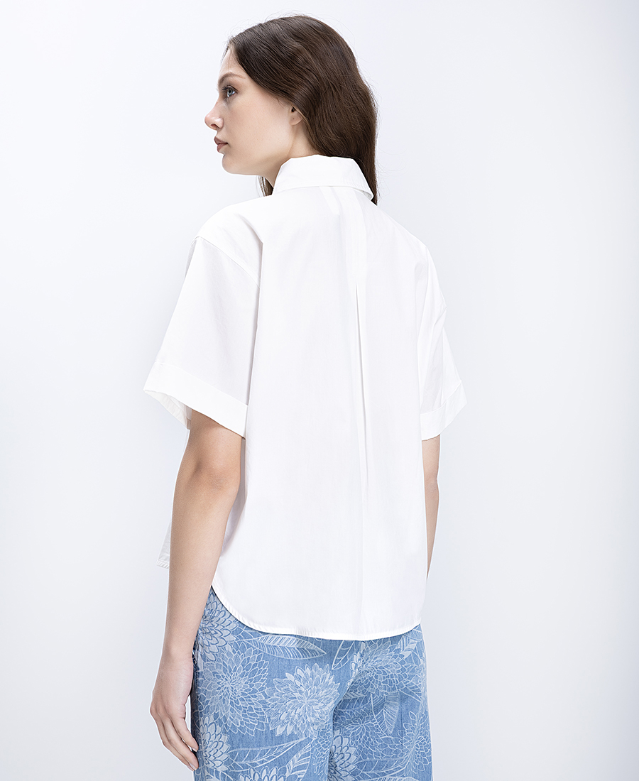 The Fashion People Γυναικείο Πουκάμισο Κοντομάνικο Relaxed Fit Με Patch Τσέπη φωτογραφία