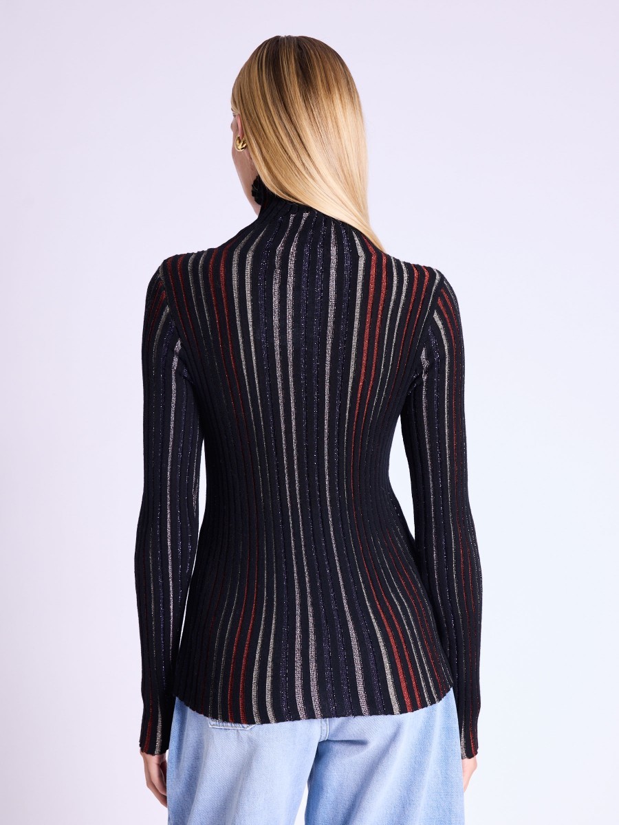 Berenice Γυναικείο Πουλόβερ Lurex με Ζιβάγκο και Πολύχρωμες Ρίγες Slim Fit φωτογραφία