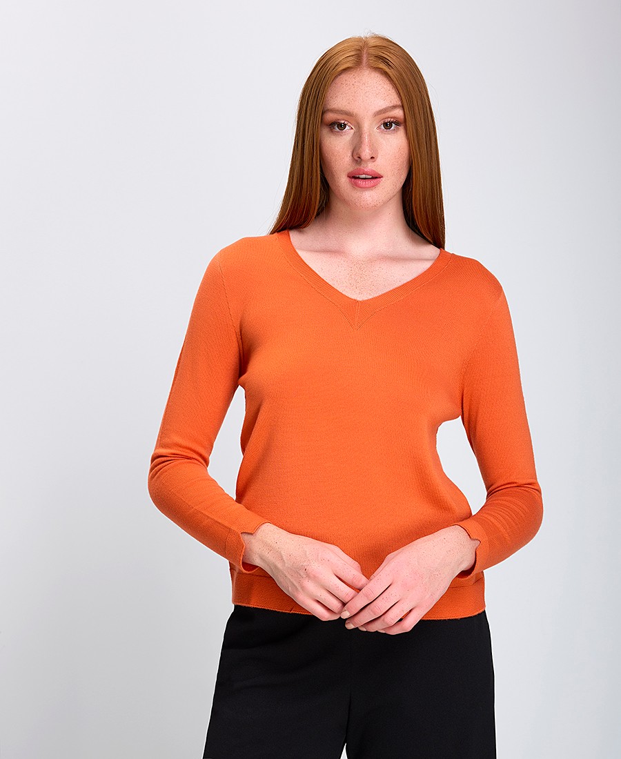 Laura Donini Γυναικεία Πλεκτή Μπλούζα με V Λαιμόκοψη Regular Fit