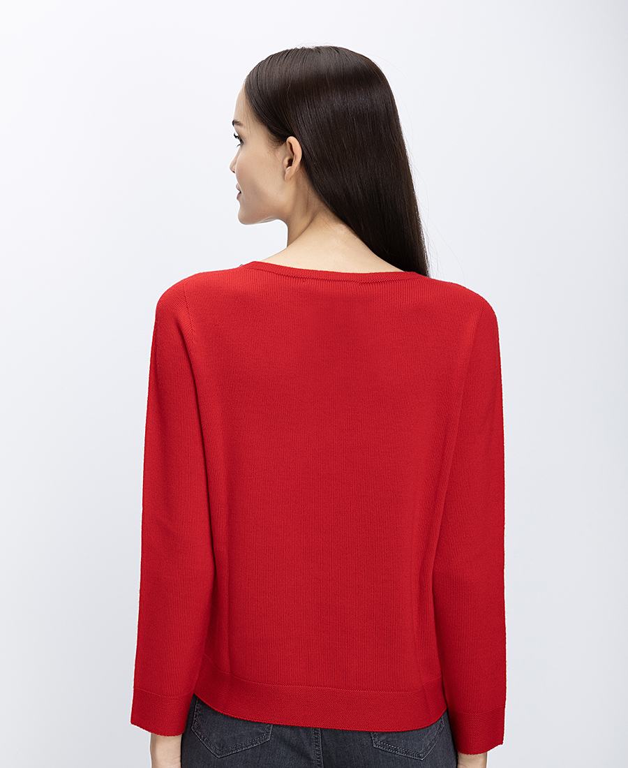 Γυναικείο Πλεκτό Μάλλινο Με Διακοσμητικό Λουλούδι φωτογραφία