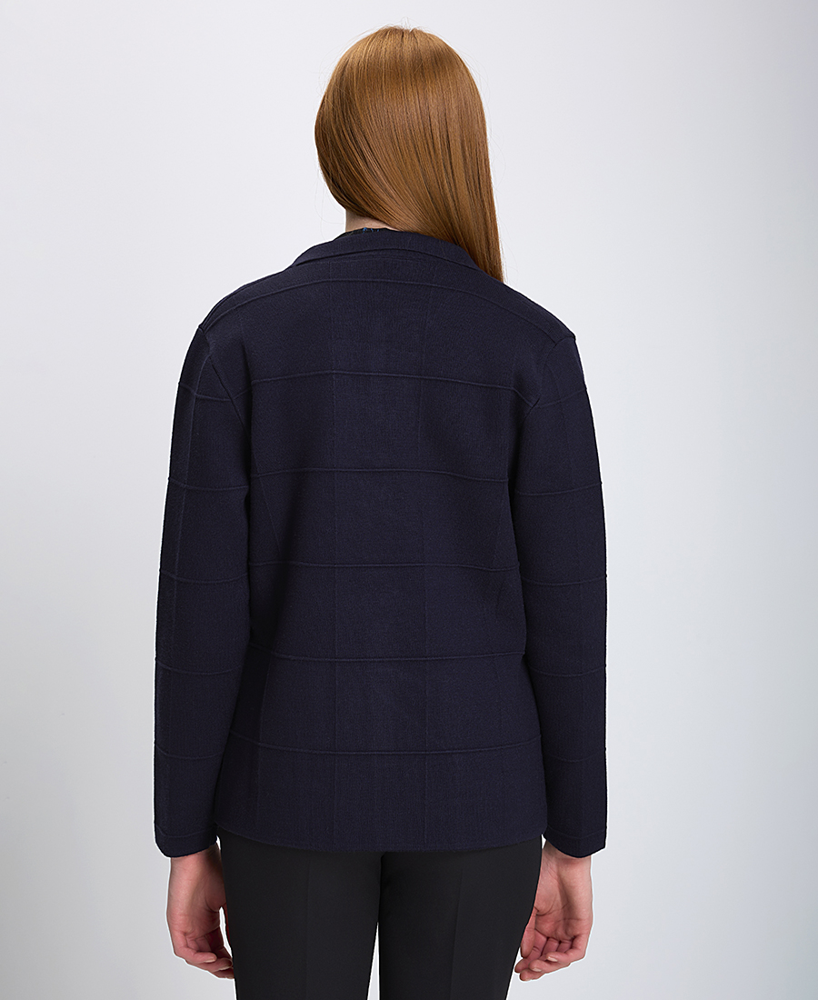 Γυναικεία Πλεκτή Ζακέτα με Κλασικό Γιακά και Κουμπιά σε Μπλε φωτογραφία