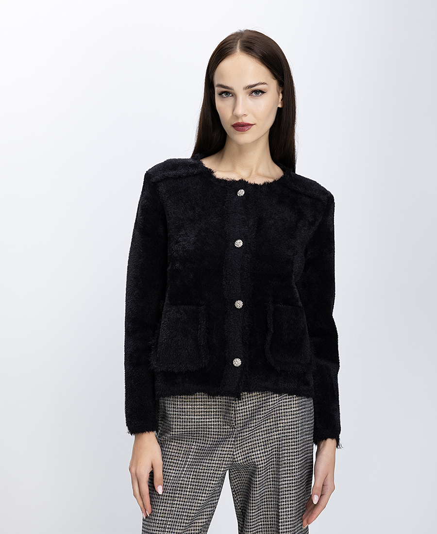 Γυναικεία Κοντή Ζακέτα Με Faux Fur