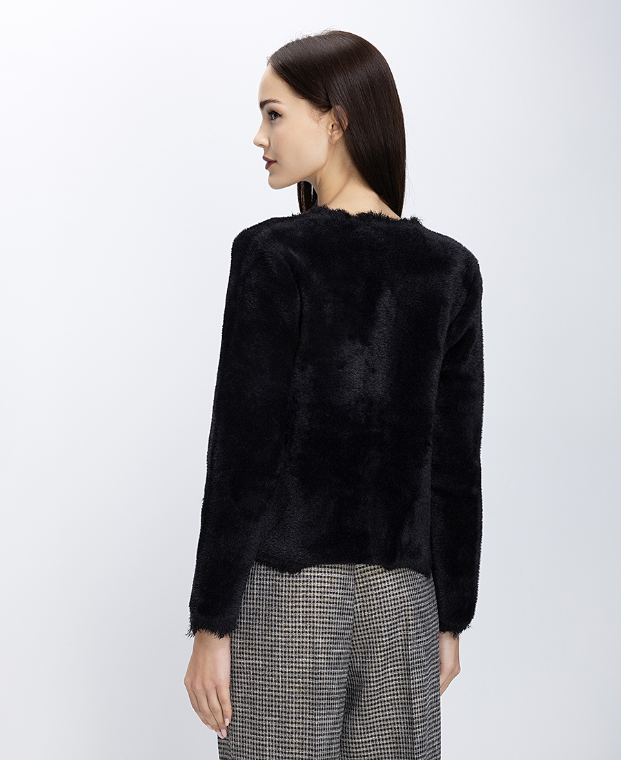 Γυναικεία Κοντή Ζακέτα Με Faux Fur φωτογραφία