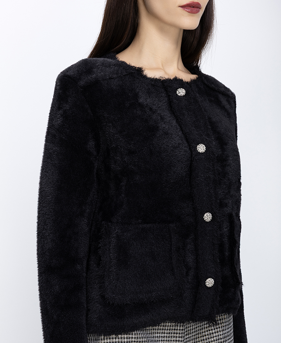 Γυναικεία Κοντή Ζακέτα Με Faux Fur φωτογραφία