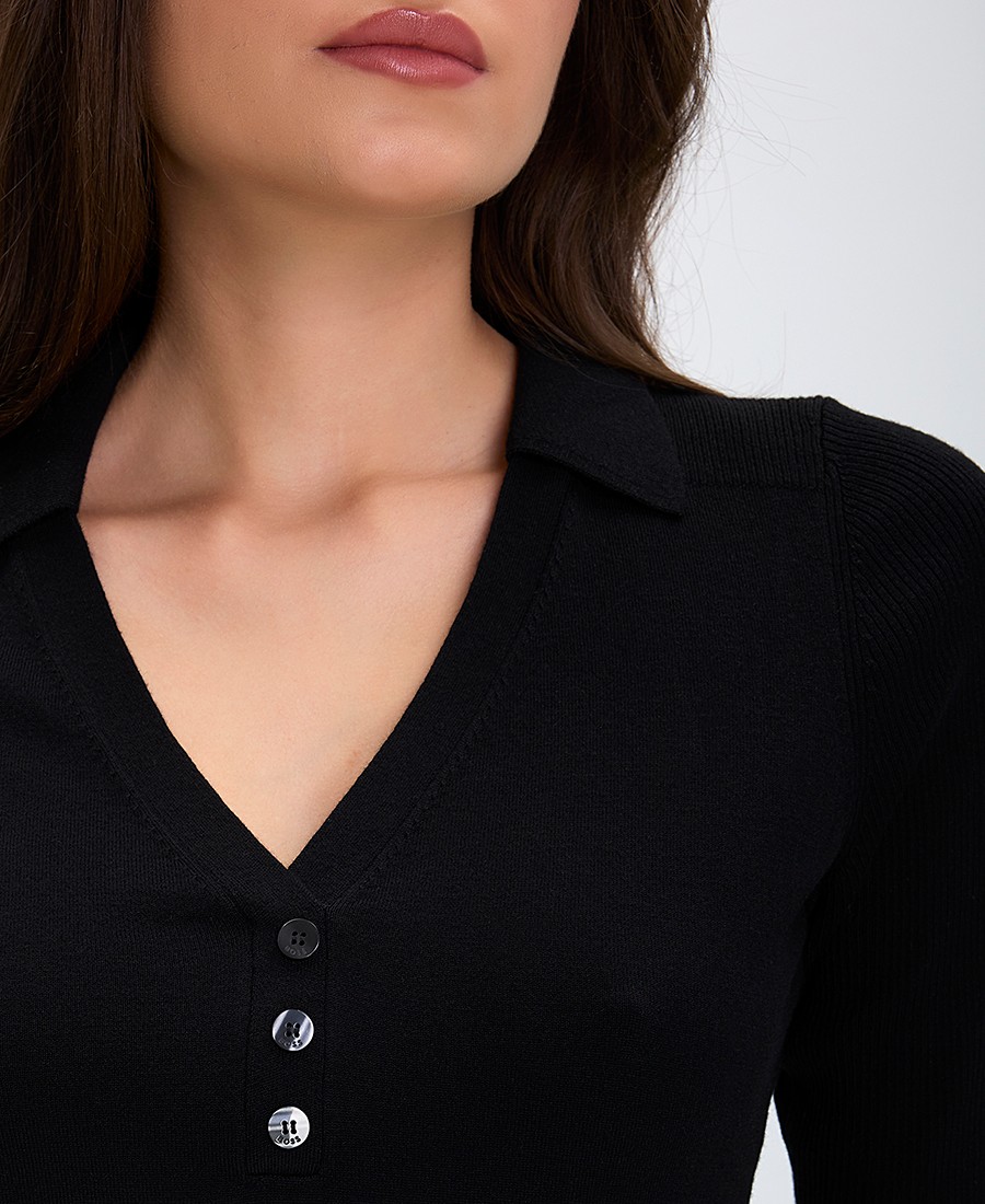 Boss Γυναικείο Πλεκτό Regular Fit Μαύρο φωτογραφία