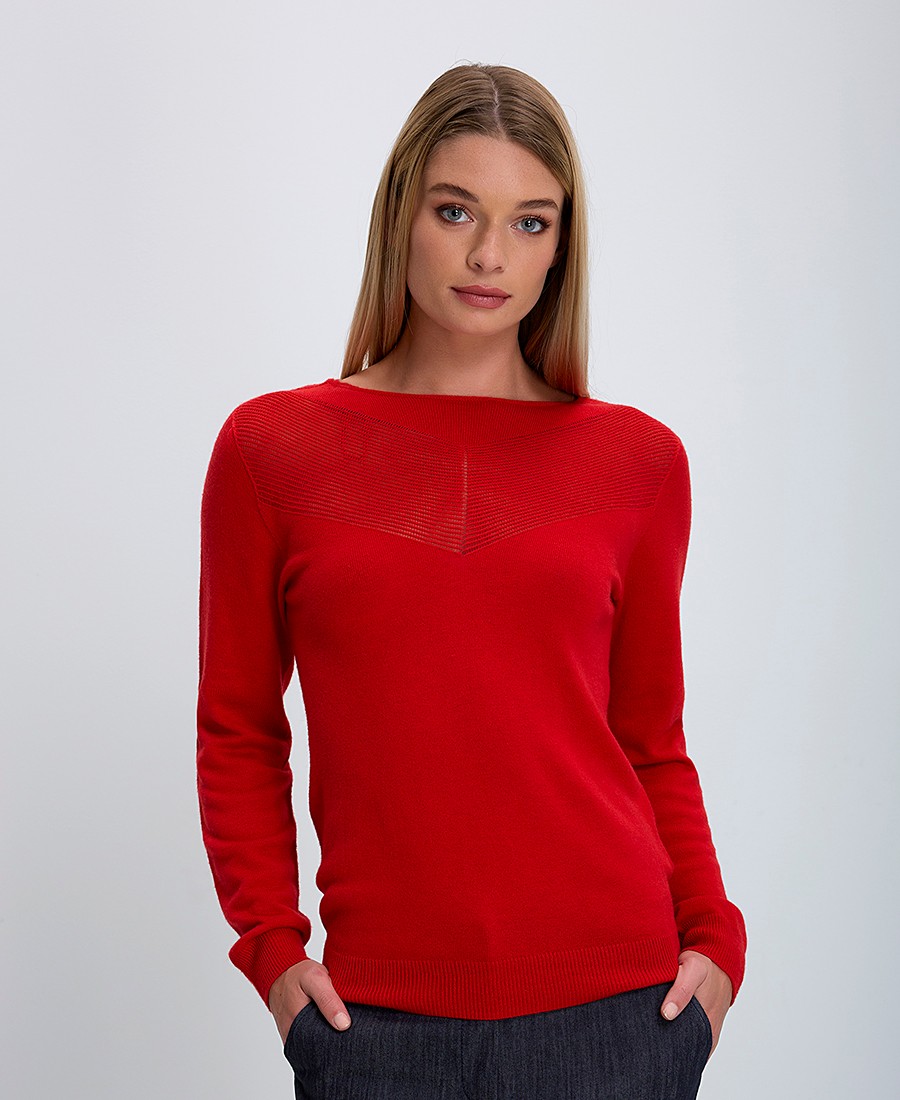 Gerry Weber Γυναικεία Πλεκτή Μπλούζα Μονόχρωμη σε Κόκκινο