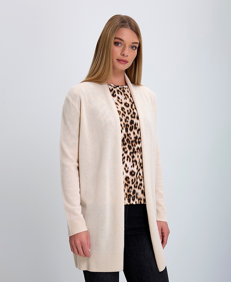 Gerry Weber Γυναικεία Ζακέτα χωρίς Κούμπωμα από Μαλλί και Κασμίρ σε Εκρού