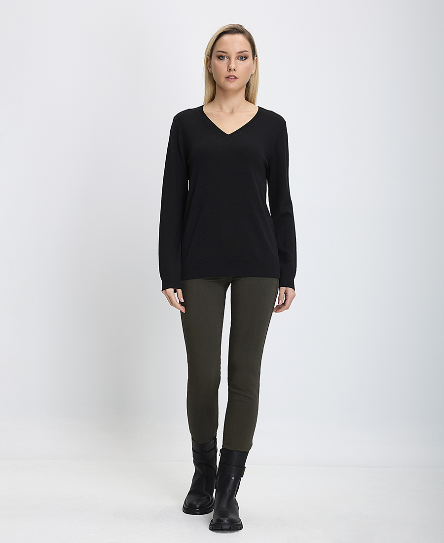 Γυναικείο Πλεκτό Μάλλινο (Merino) Λαιμοκόψη V Regular Fit φωτογραφία