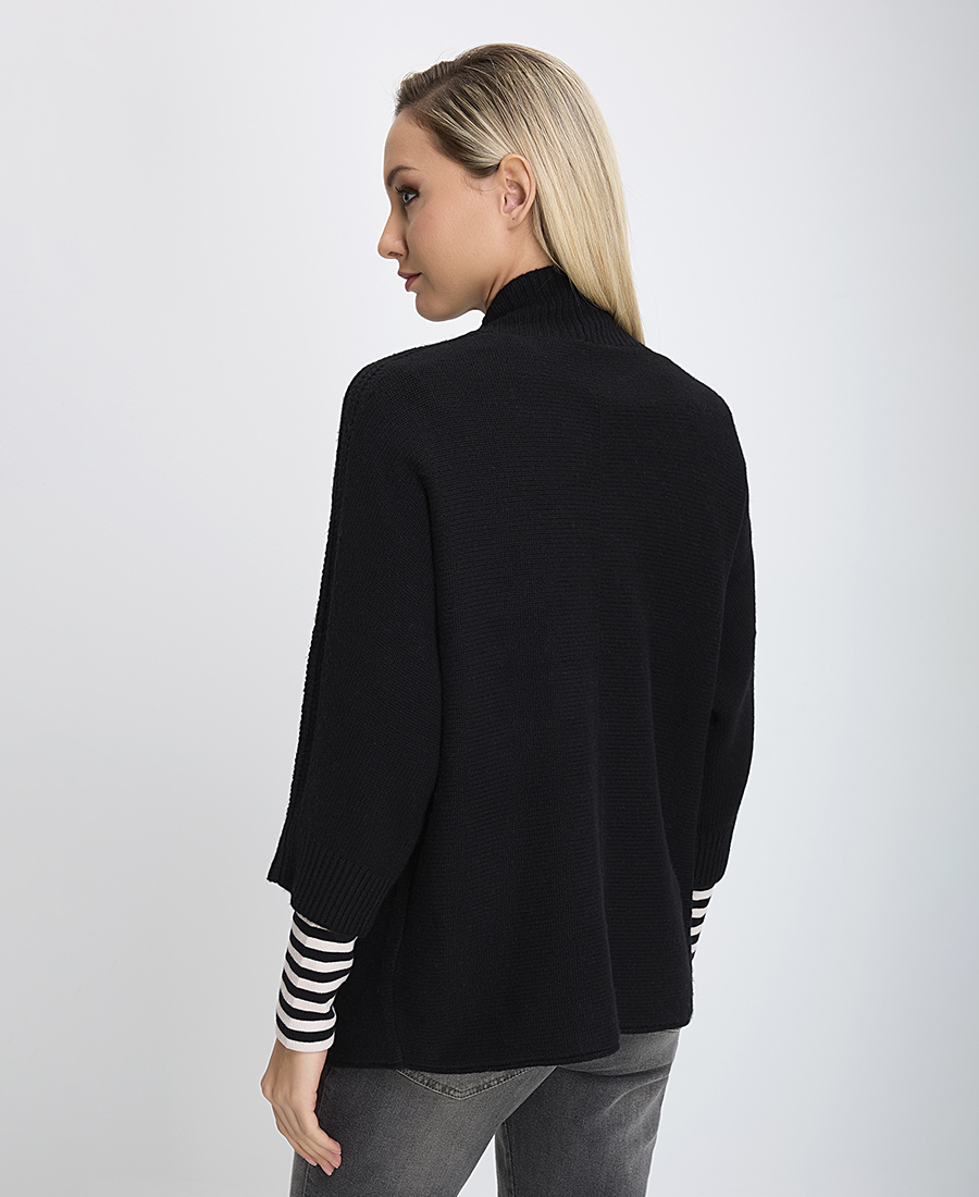 Γυναικεία Πλεκτή Ζακέτα Μάλλινη (Merino) Regular Fit Μαύρο φωτογραφία