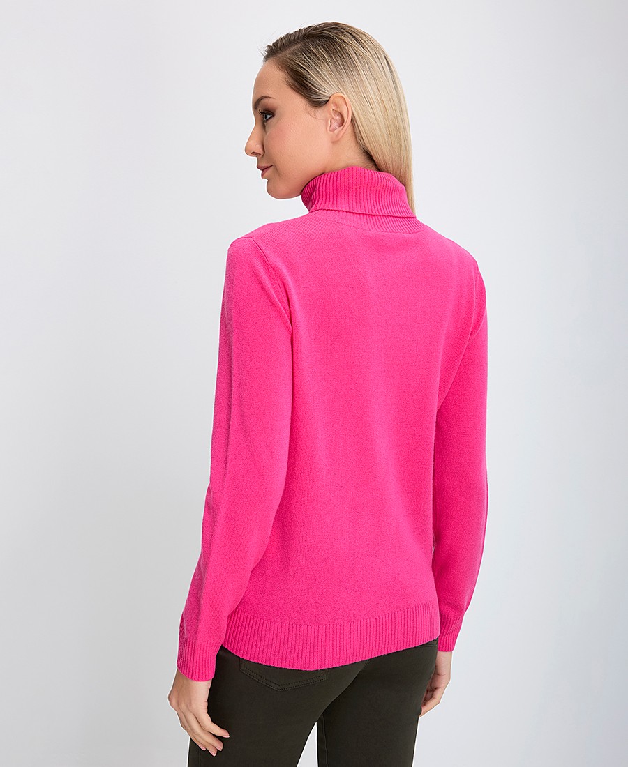 Γυναικείο Πλεκτό Ζιβάγκο Regular Fit Μαλλί (Merino) Φούξια φωτογραφία