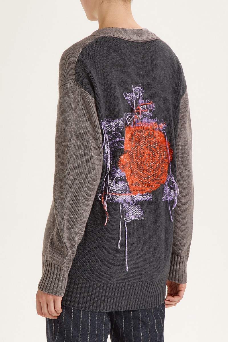 Maliparmi Γυναικεία Μακριά Ζακέτα V-λαιμόκοψη Γκρι φωτογραφία