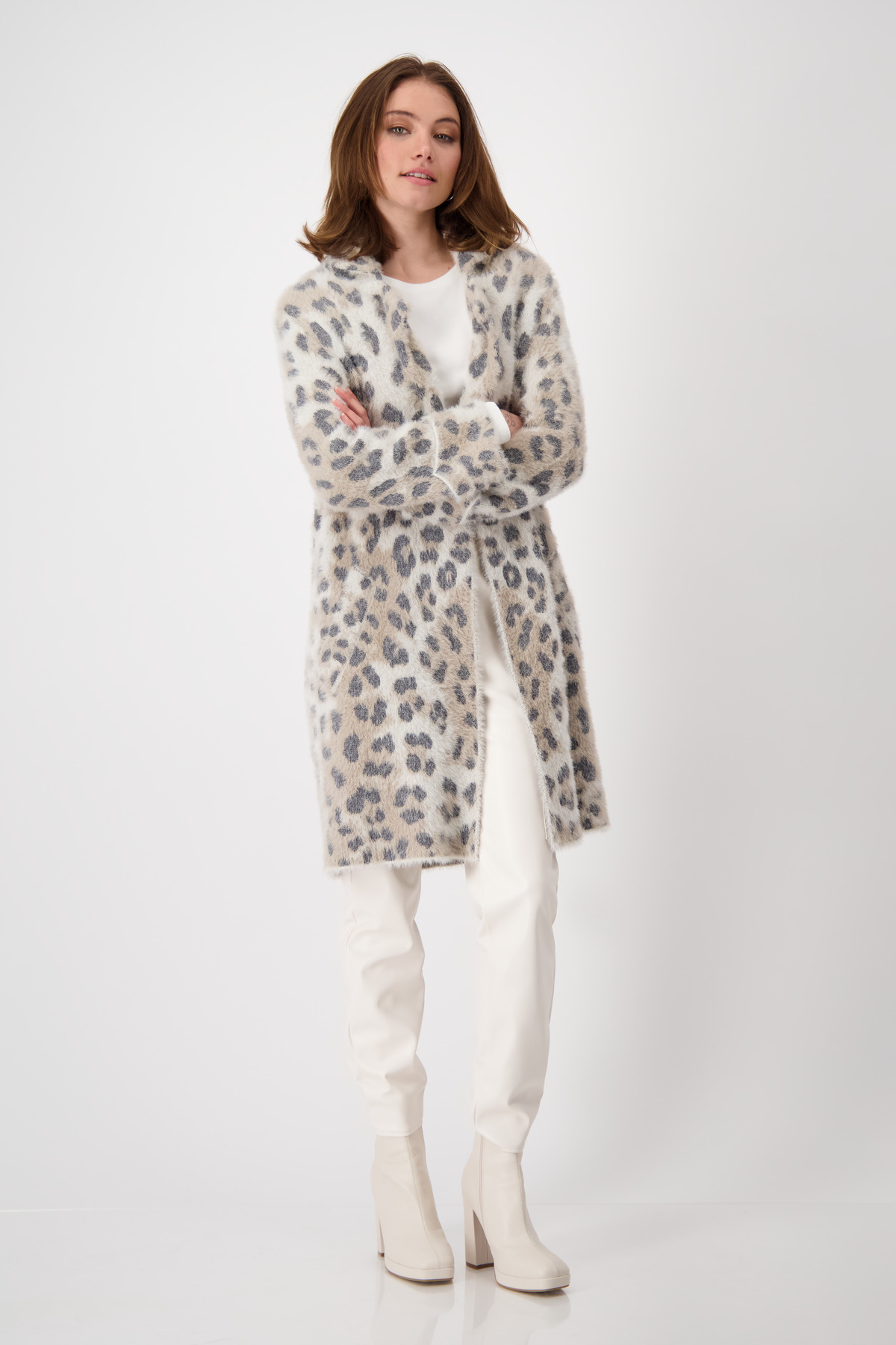 Monari Monari Γυναικεία Ζακέτα Oversized Fit σε Animal Print