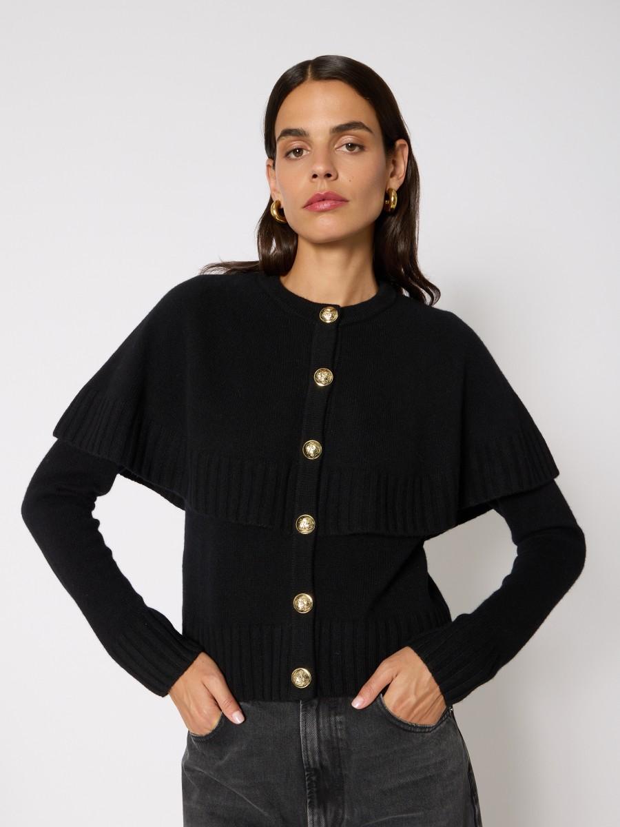 Berenice Berenice Γυναικεία Πλεκτή Ζακέτα Με Ναυτικό Γιακά Και Χρυσά Κουμπιά