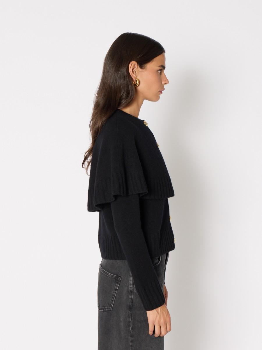 Berenice Γυναικεία Πλεκτή Ζακέτα Με Ναυτικό Γιακά Και Χρυσά Κουμπιά φωτογραφία