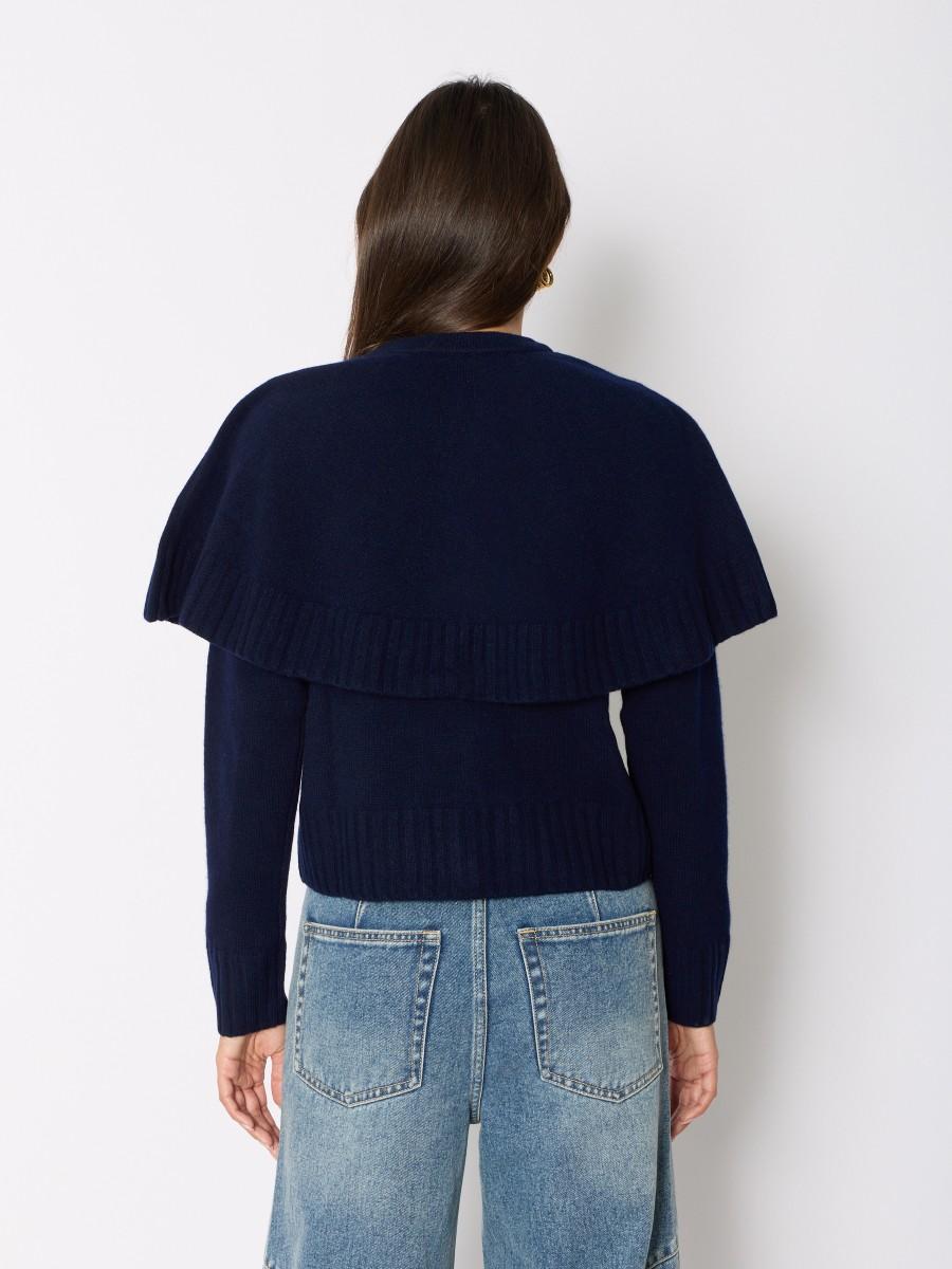 Berenice Γυναικεία Πλεκτή Ζακέτα Με Ναυτικό Γιακά Και Χρυσά Κουμπιά φωτογραφία