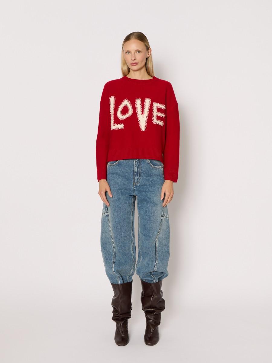 Berenice Γυναικείο Πουλόβερ Regular Fit Από Μαλλί Με Μοτίβο LOVE φωτογραφία