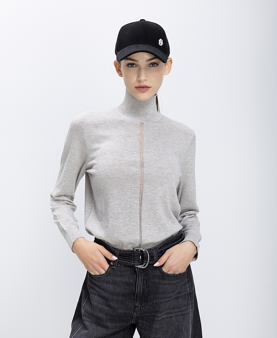 Boss Γυναικεία Πλεκτή Μπλούζα Μάλλινη Ζιβάγκο Με Κάθετη Ραφή