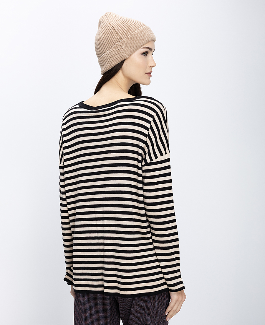 Maliparmi Γυναικείο Πλεκτό Ριγέ Με Πλαϊνά Ανοίγματα φωτογραφία