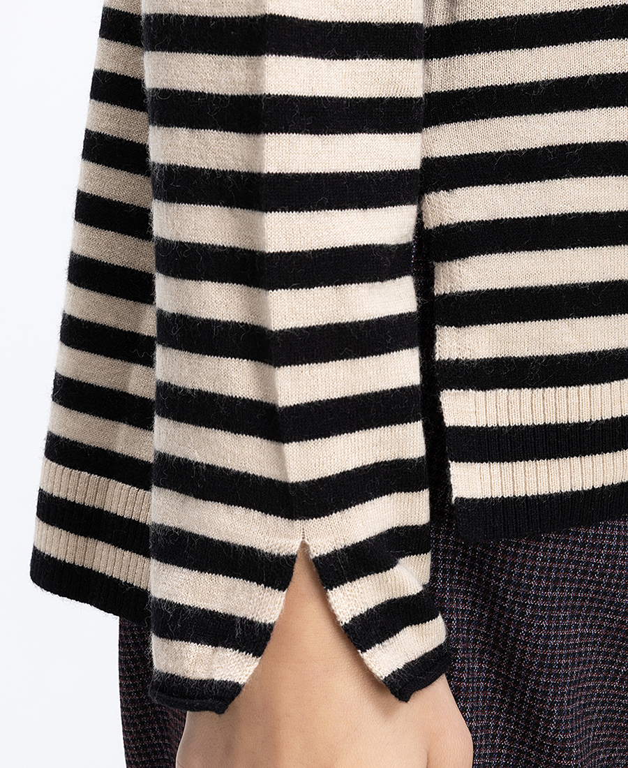 Maliparmi Γυναικείο Πλεκτό Ριγέ Με Πλαϊνά Ανοίγματα φωτογραφία