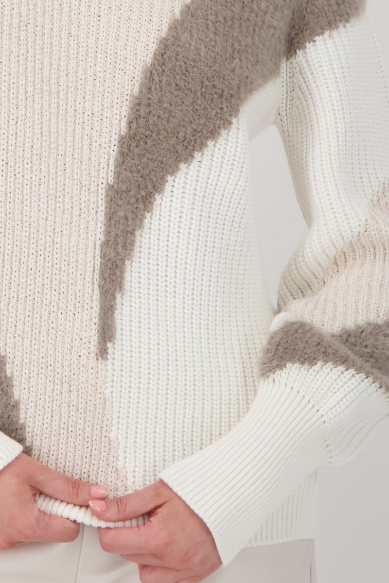 Monari Γυναικείο Πουλόβερ με Λεπτομέρειες Lurex Regular Fit σε Εκρού φωτογραφία