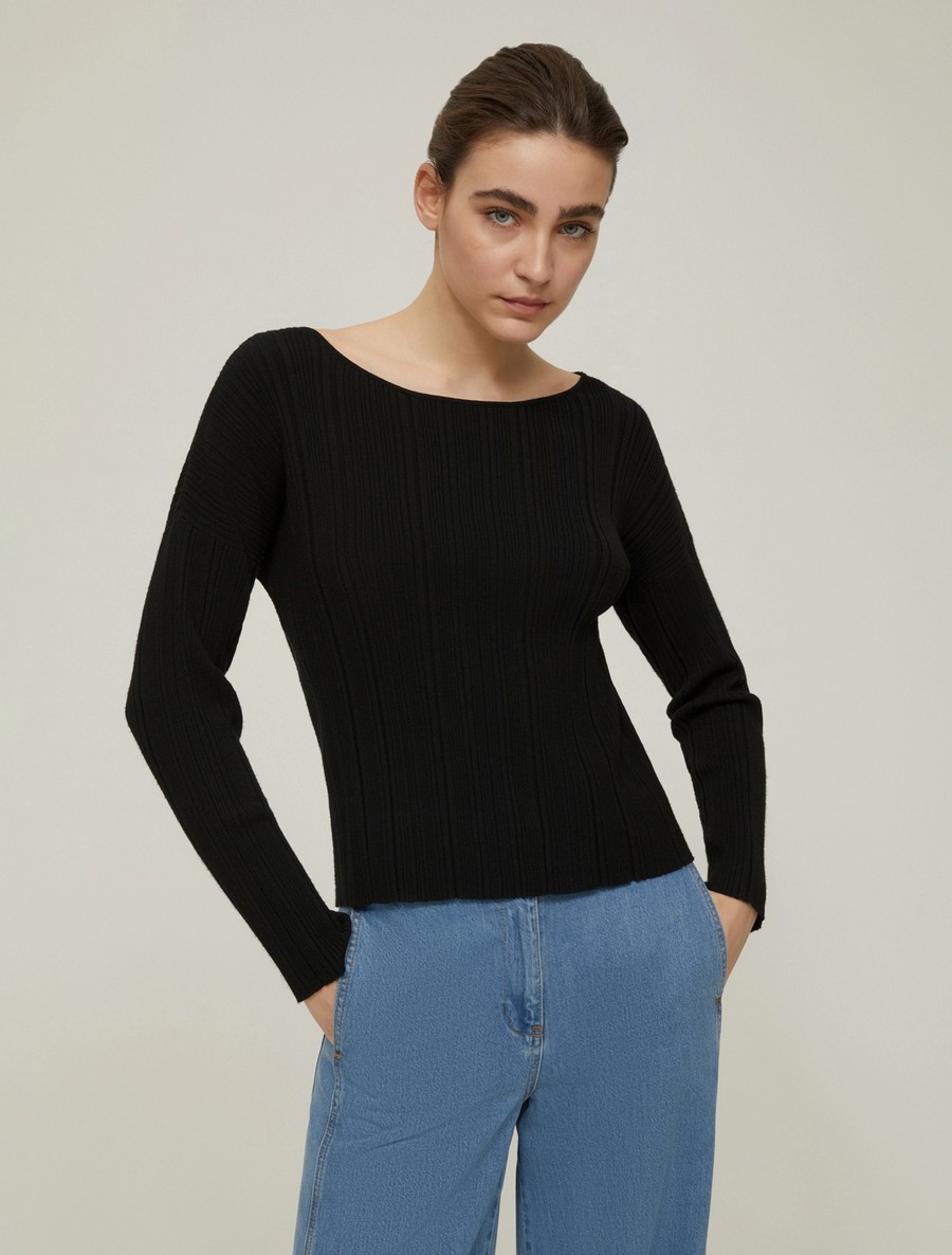Penny Black Penny Black Γυναικείο Πλεκτό με Ανάγλυφη Ριμπ Πλέξη Slim Fit σε Μαύρο